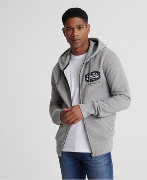 Superdry Mono Cipzár Férfi Kapucnis Pulóver Szürke | SNIRC0426